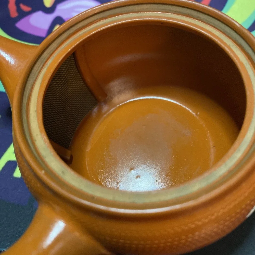 Tokoname Japanese Teapot Red clay Hiramaru White plum Kyusu 350ml Rare